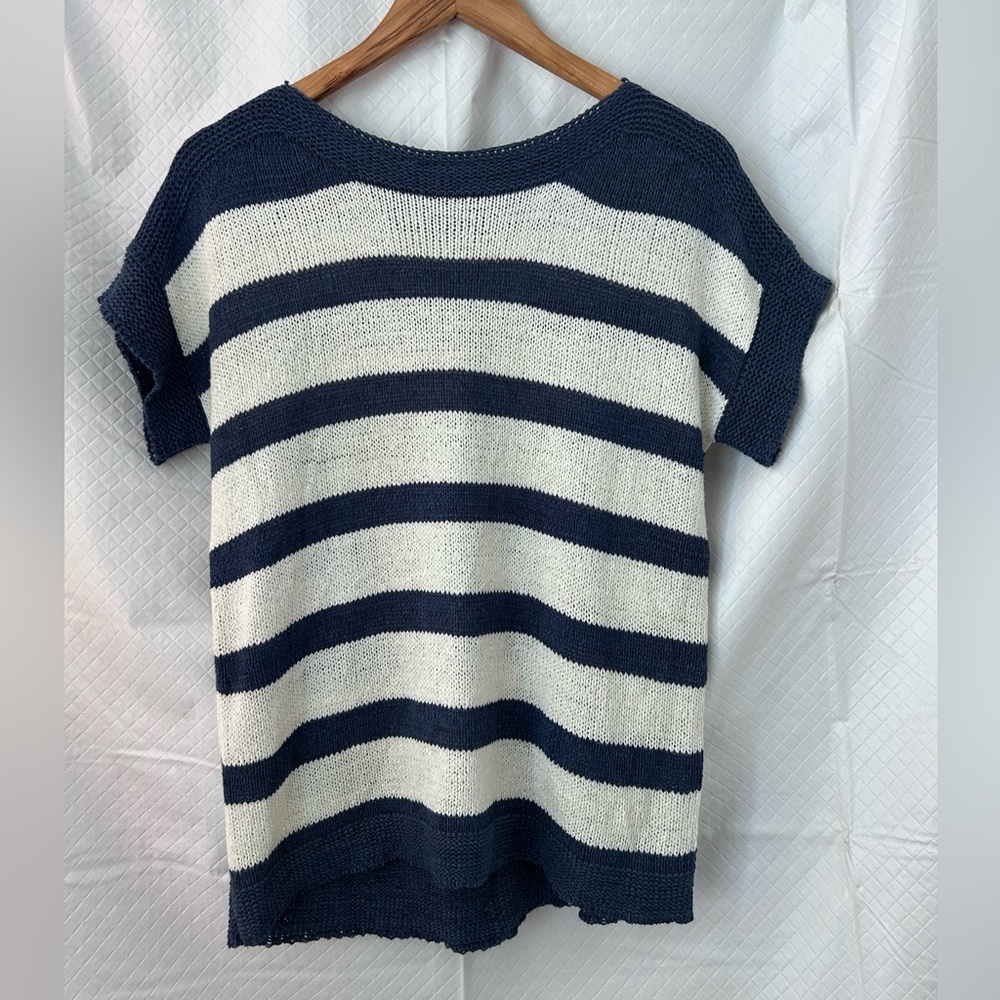 Cable & Gauge Navy and White Striped Sweater